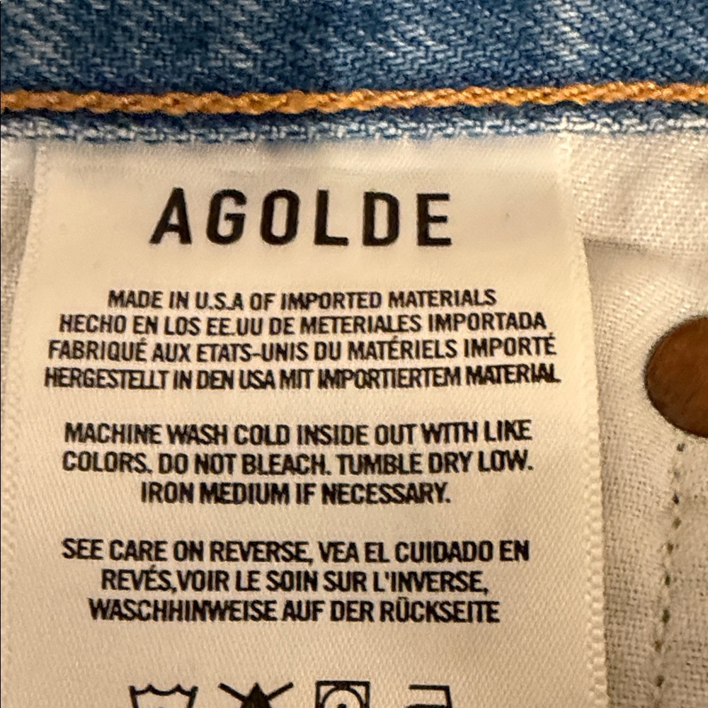 AGOLDE Riley High Rise Straight Crop Jeans 27 Shatter Light Wash Distressed - Picture 10 of 11